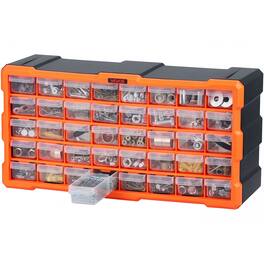 VEVOR - 40-Drawer Storage Organizer, Plastic, Drawer Storage Cabinet for Garage Organization, Stackable Small Parts Organizer - Black + Orange