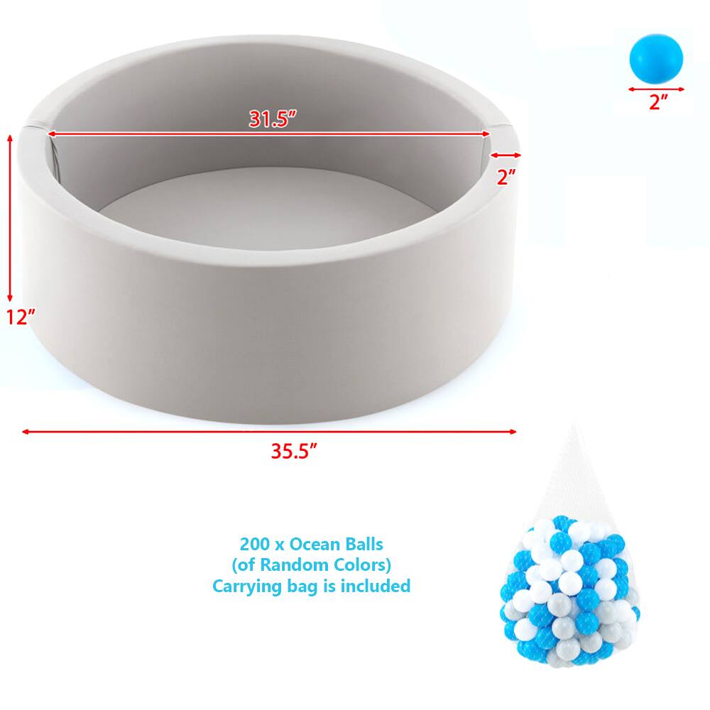 31.5" x 2" x 2" x 12" x 35.5"  
200 x Ocean Balls (of Random Colors)  
Carrying bag is included