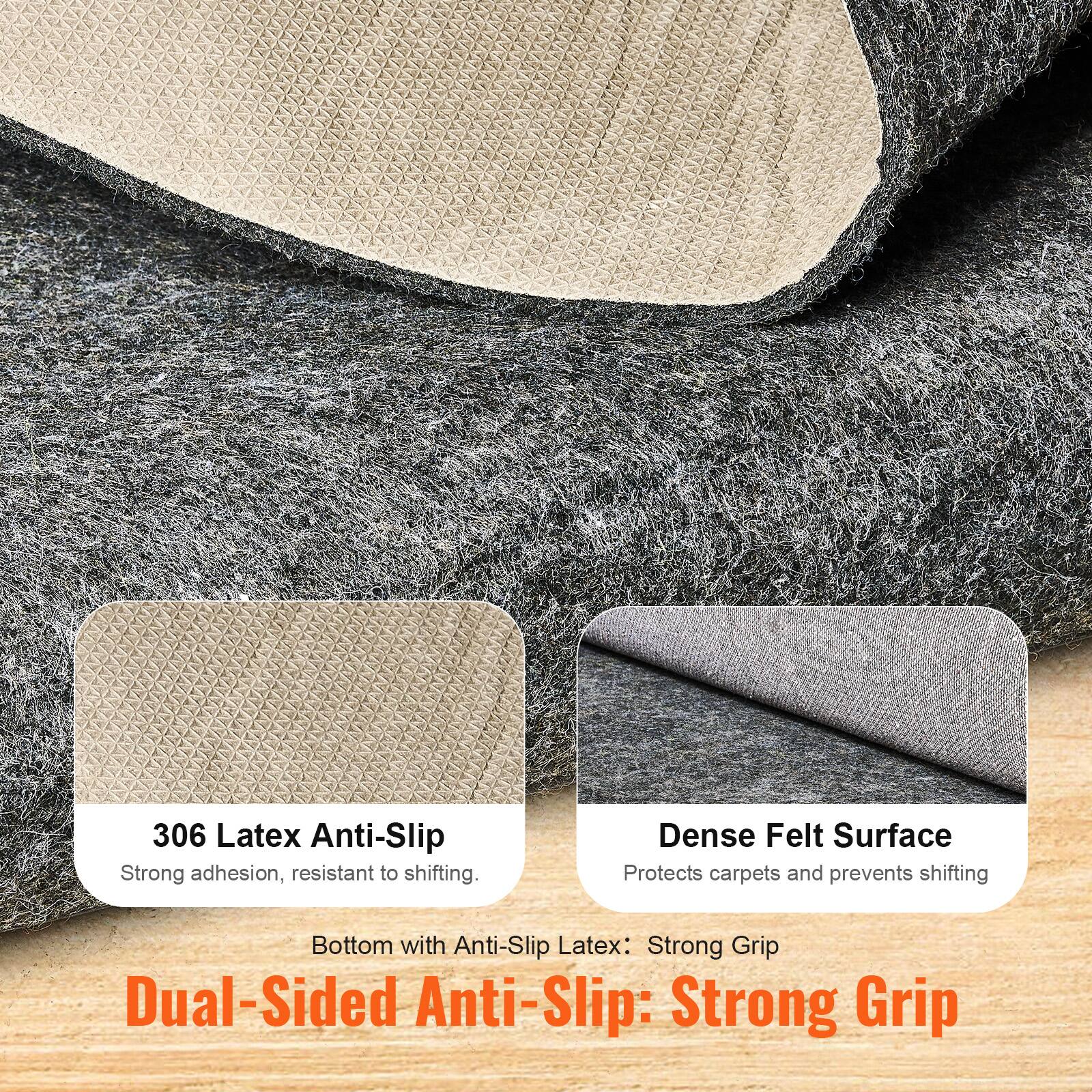306 Latex Anti-Slip  
Strong adhesion, resistant to shifting.  

Dense Felt Surface  
Protects carpets and prevents shifting  

Bottom with Anti-Slip Latex: Strong Grip  

Dual-Sided Anti-Slip: Strong Grip