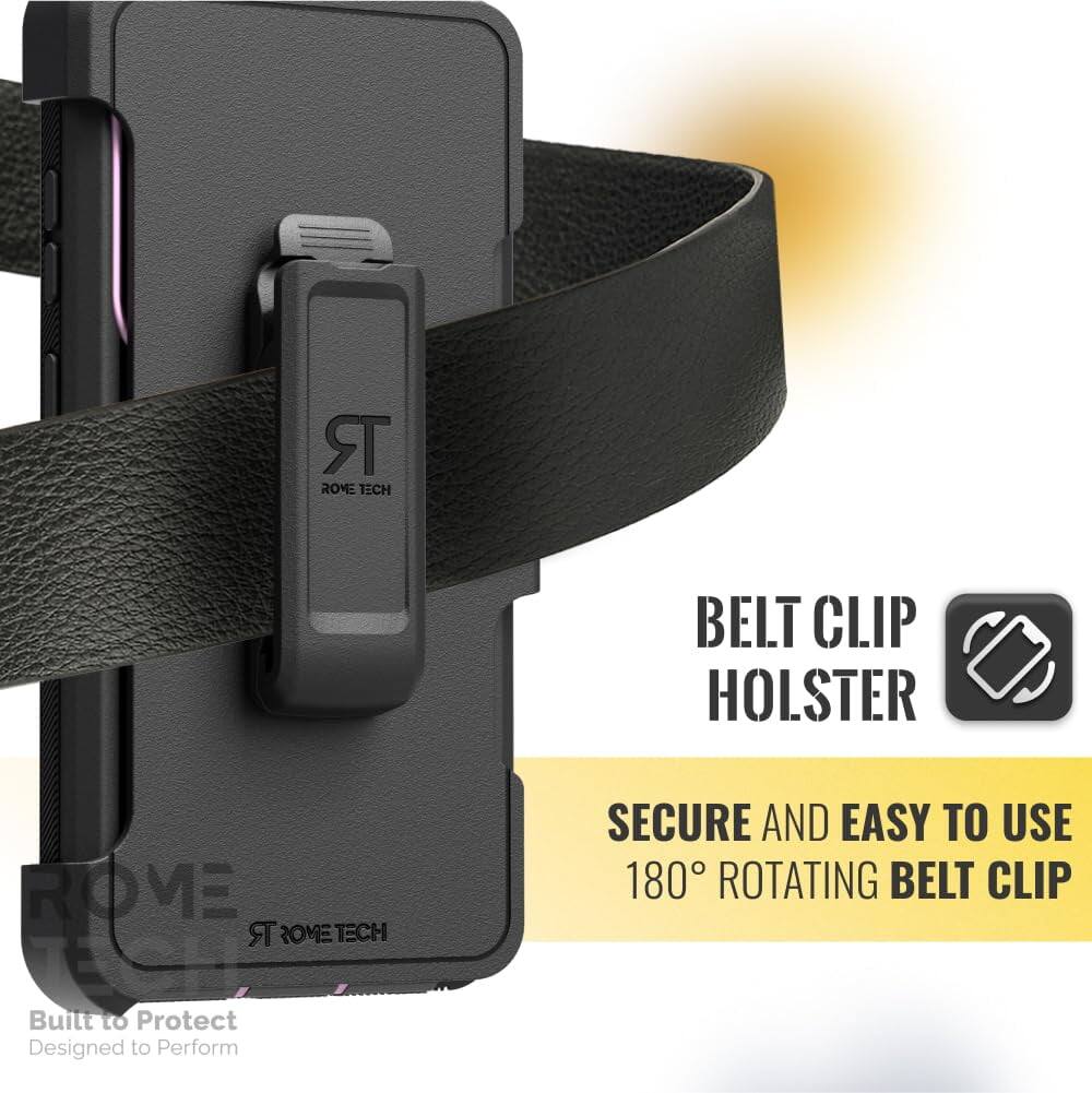ROME TECH BELT CLIP HOLSTER  
Built to Protect  
Designed to Perform  
SECURE AND EASY TO USE  
180° ROTATING BELT CLIP