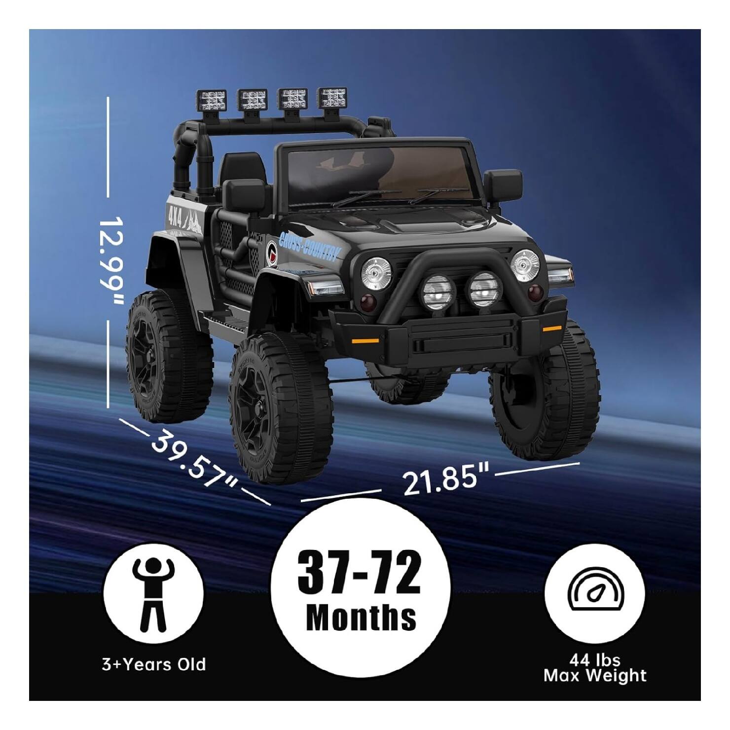 - 12.99"  
- 414/6  
- GROSS COUNTRY  
- 39.57"  
- 21.85"  
- 37-72 Months  
- 3+ Years Old  
- 44 lbs Max Weight