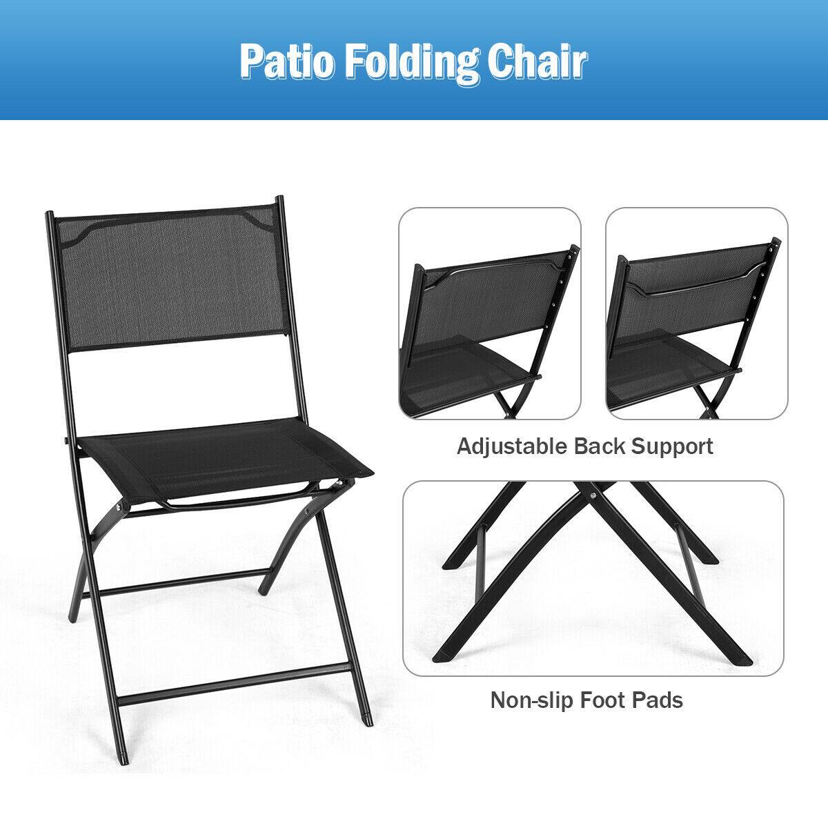 Patio Folding Chair
Adjustable Back Support
Non-slip Foot Pads
