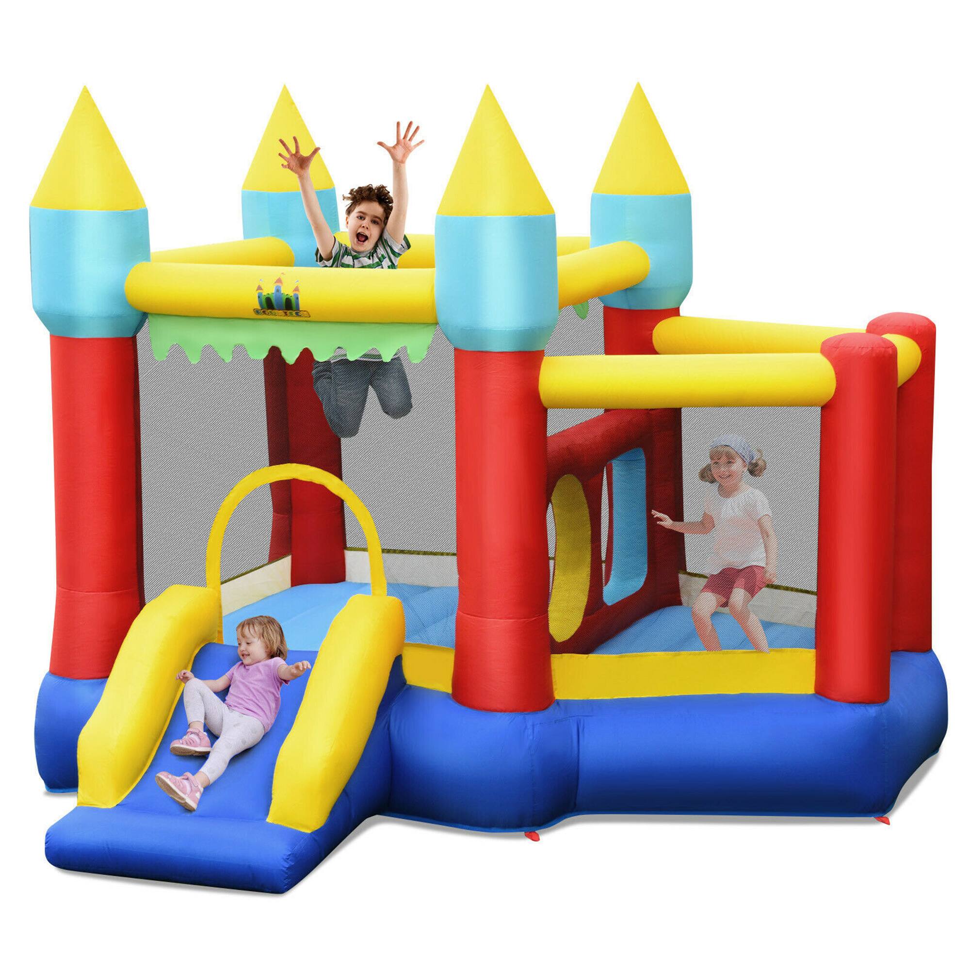 Front. Gymax - Gymax Inflatable Bounce House Slide Jumping Castle Ball Pit Tunnels Without Blower - Blue, Red, Yellow, Green.
