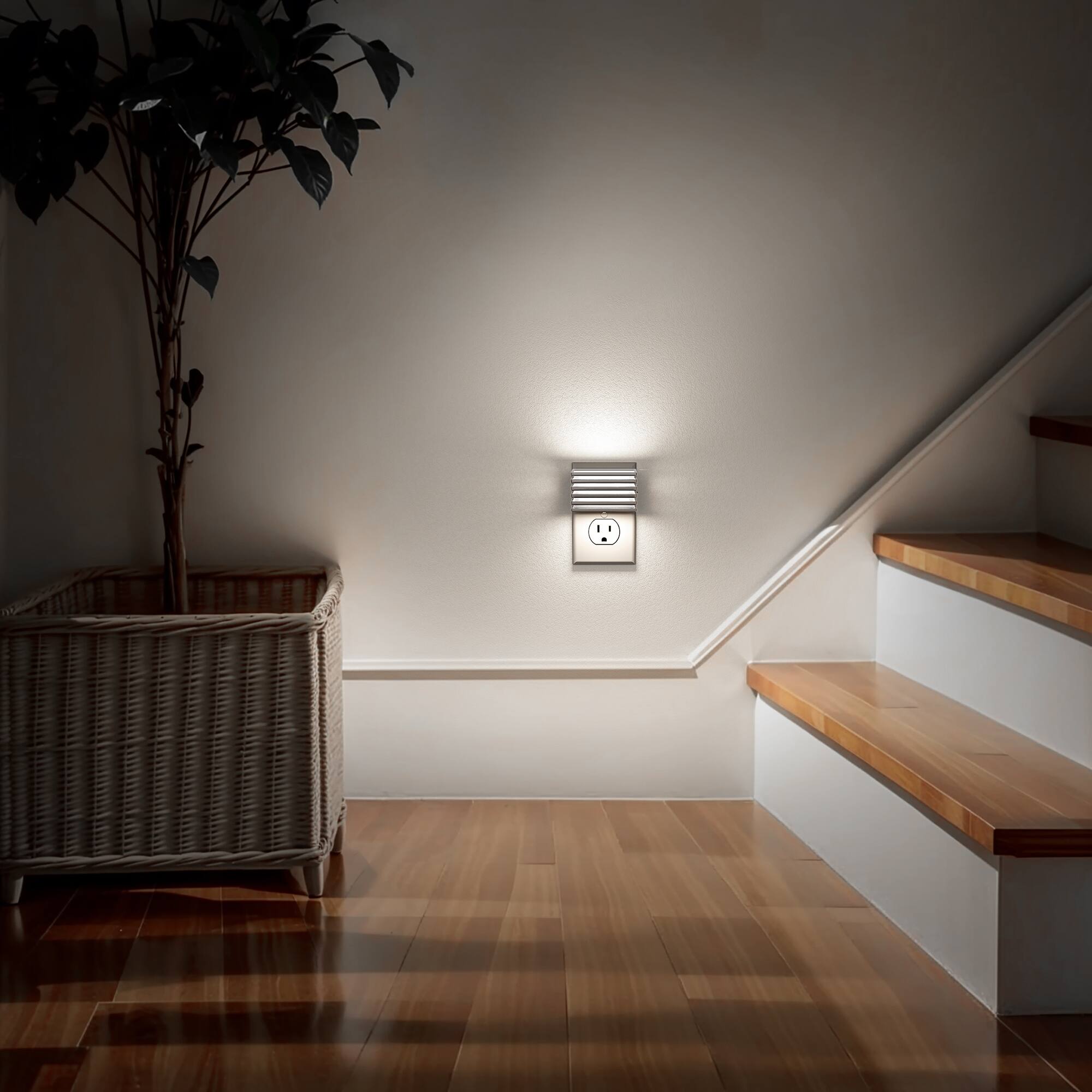Alt View 4. Jandcase - JANDCASE 2-Pack 1W  Plug-in Night Light, 5000K Daylight White Up/Down Light, 3-Step Dimming, Color Memory, Dusk-to-Dawn - White.