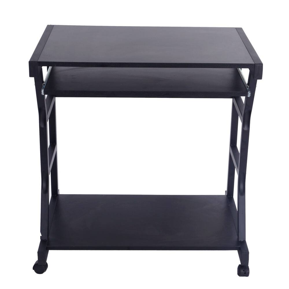 Alt View 1. Winado - Rolling Corner Computer Desk PC Laptop Tempered Glass Table Workstation for Home Office - Black.