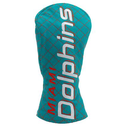 Front. Team Golf - Miami Dolphins Quilted Fairway Headcover - Multicolor.