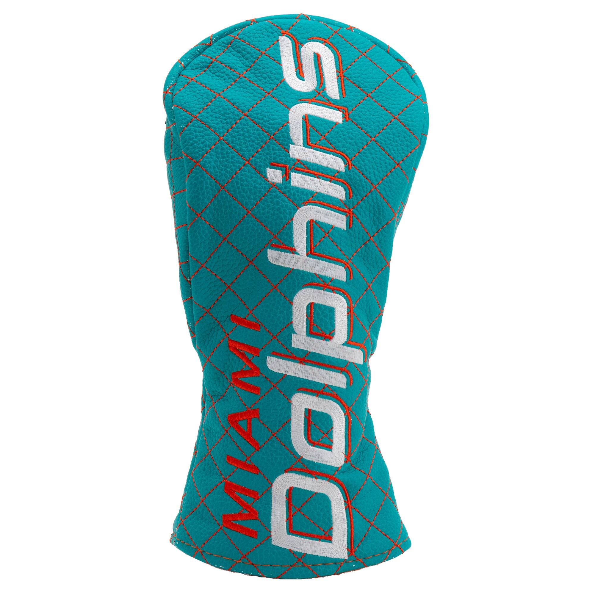 Front. Team Golf - Miami Dolphins Quilted Fairway Headcover - Multicolor.