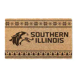 Jardine - Southern Illinois Salukis 18" x 30" Holiday Coir Doormat - Brown