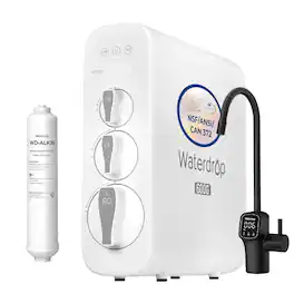 Waterdrop - G3P600 Tankless Reverse Osmosis Under-Sink Water Filter System, 600 GPD, Black Smart LED Faucet, Extra ALK35 Filter - White