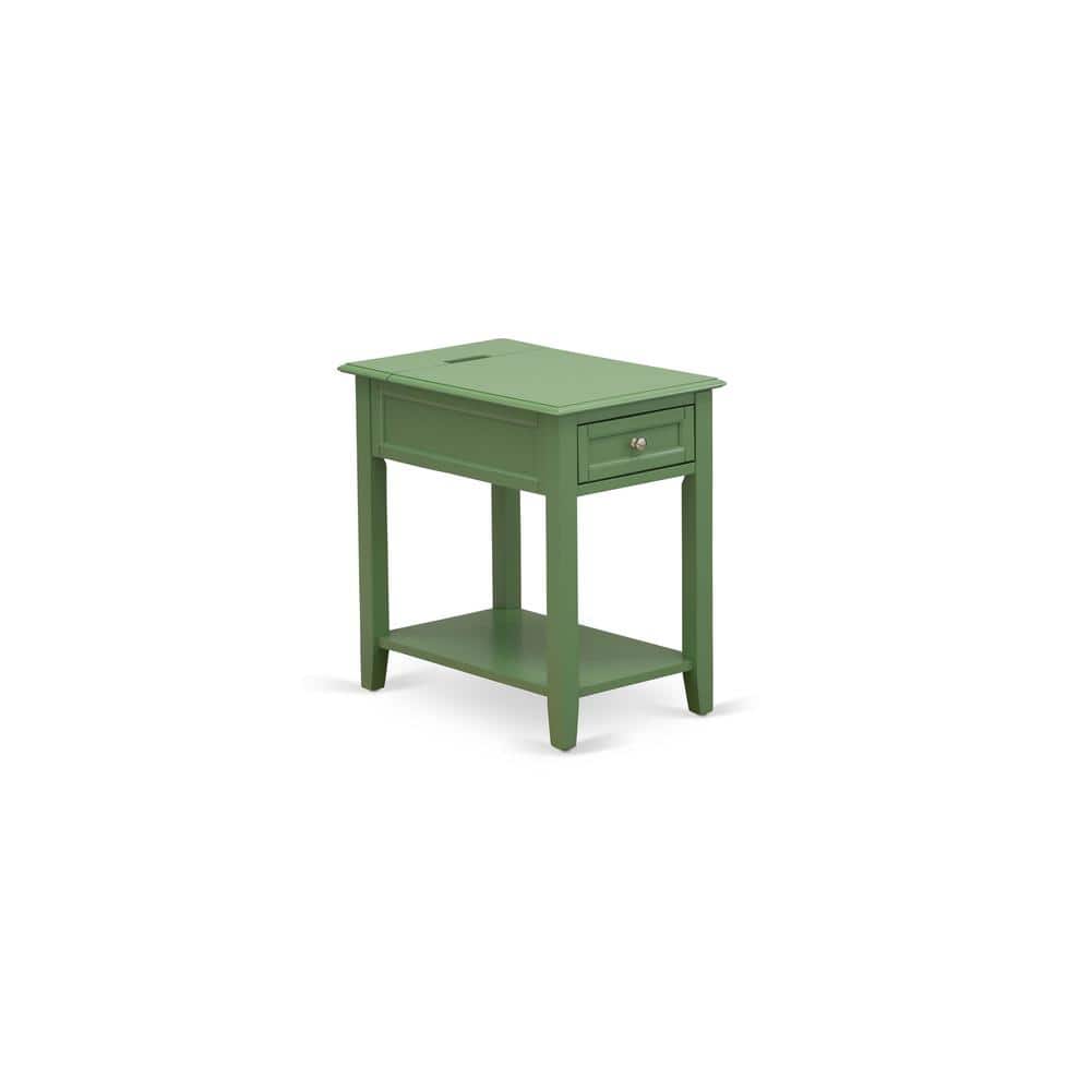 East West Furniture - DE-12-ET Bedroom Nightstand with 1 Wooden Drawer for Bedroom, Stable and Sturdy Constructed - Clover Green