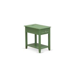 East West Furniture - DE-12-ET Bedroom Nightstand with 1 Wooden Drawer for Bedroom, Stable and Sturdy Constructed - Clover Green
