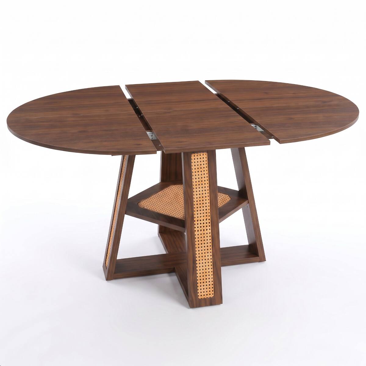 Alt View 10. Loheer - Loheer 43.3 inch Round Dining Table, Extendable Walnut Table for Four to Six - Natural Walnut.