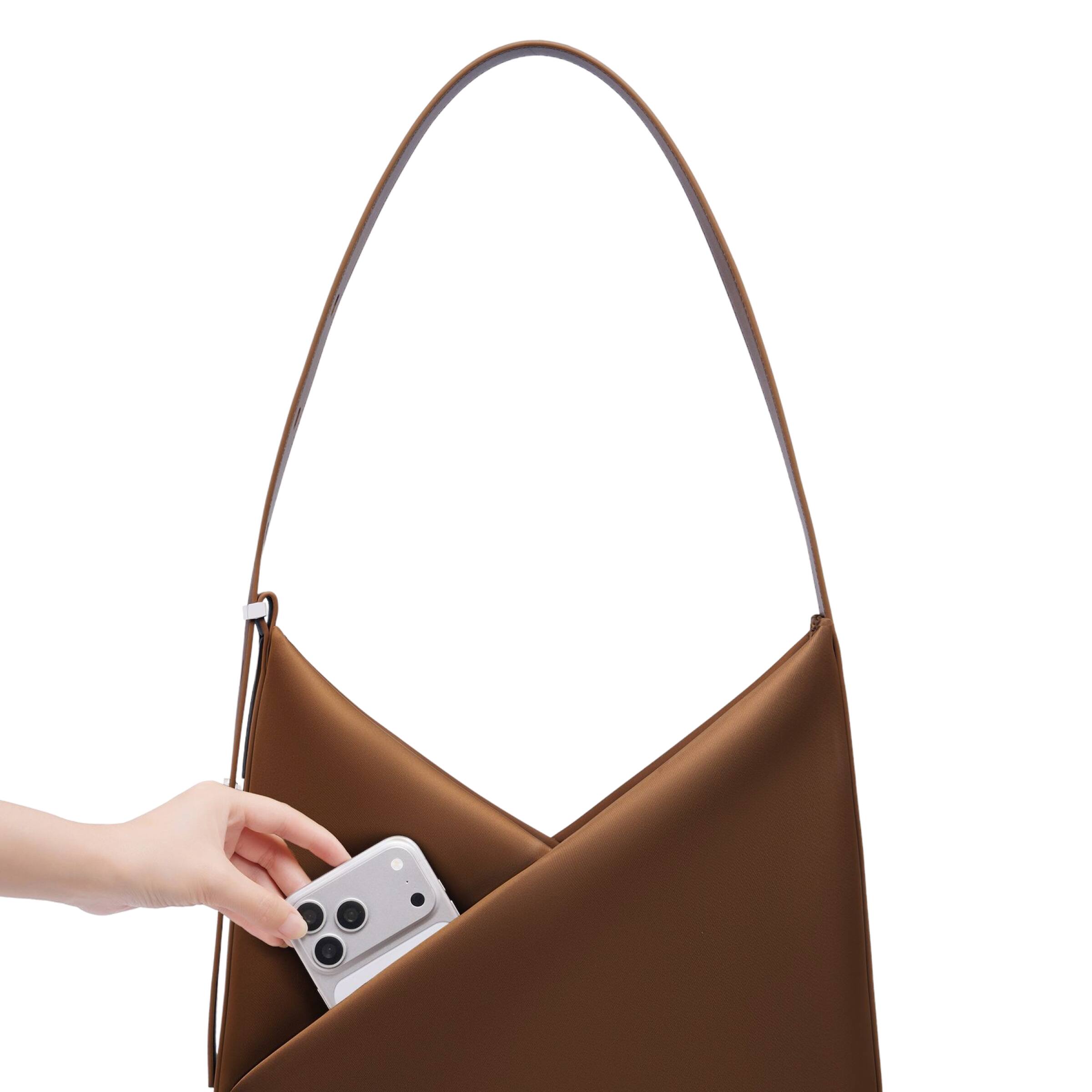 Alt View 9. Lux & Nyx - Lux & Nyx - Origami 15" Laptop Hobo Bag - Convertible Shoulder Bag - Sepia.