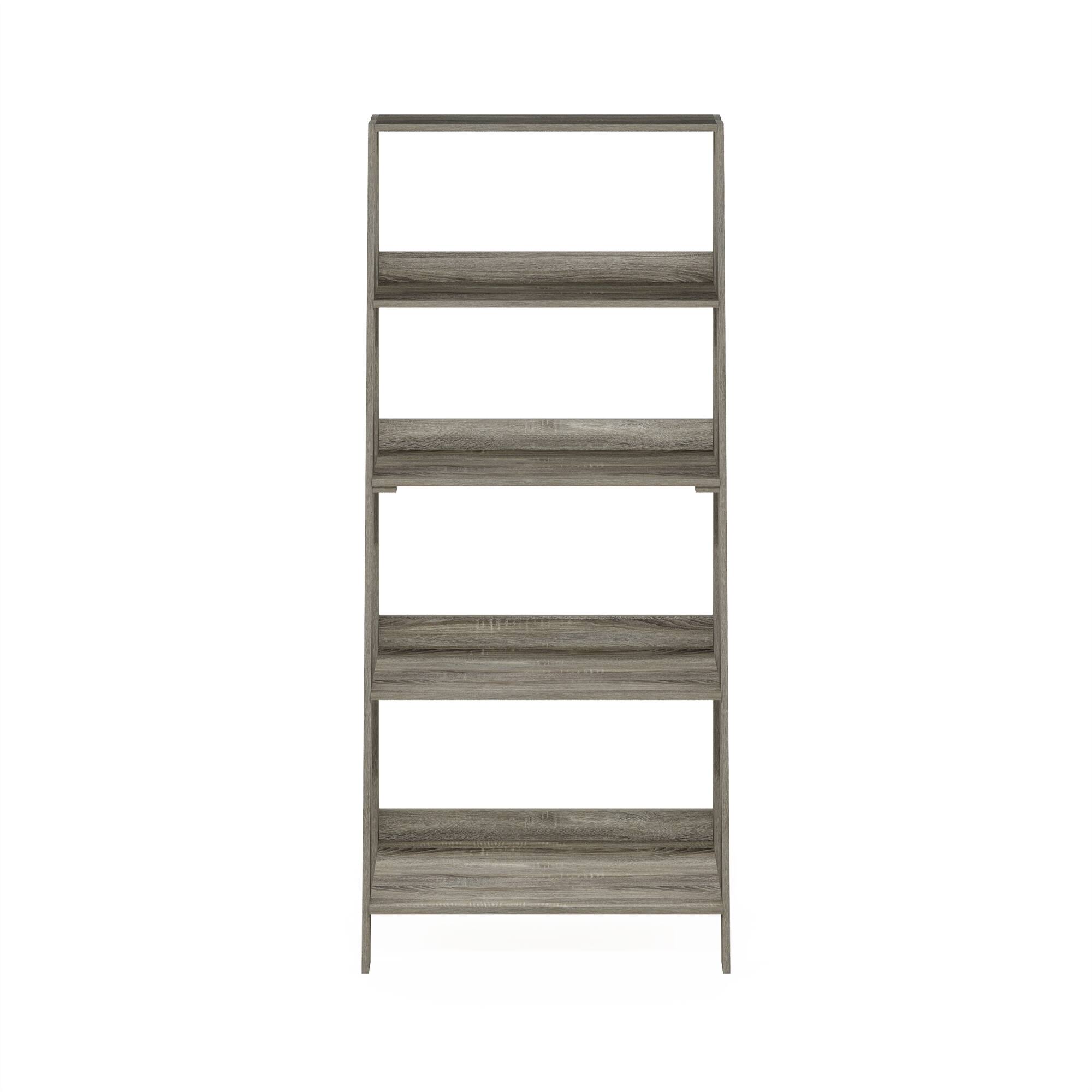 Alt View 7. Furinno - LADDER Book Shelf, 5-Tier Ladder Shelf, Bookshelf, Display Storage Shelves, for Living Room, Home Office - Grey Oak.