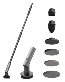 HOTO - Electric Spin Scrubber, Cordless Scrubber with extension pole, 6 Brush Heads, IPX7 Waterproof - Black