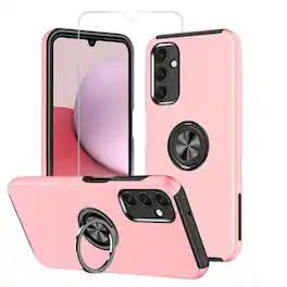 Entronix - Galaxy A16 Bundle - 360° Ring Gripstand Case with 2 Tempered Glass Screen Protectors - Pink
