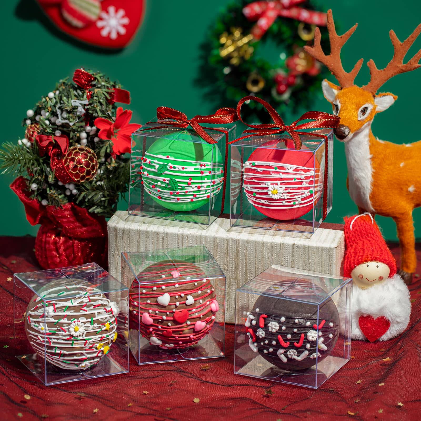 Alt View 2. Paradigms Interiors - Inch Clear Hot Chocolate Bomb Boxes - Christmas & Birthday Gift - 3"x3"x3"-100.