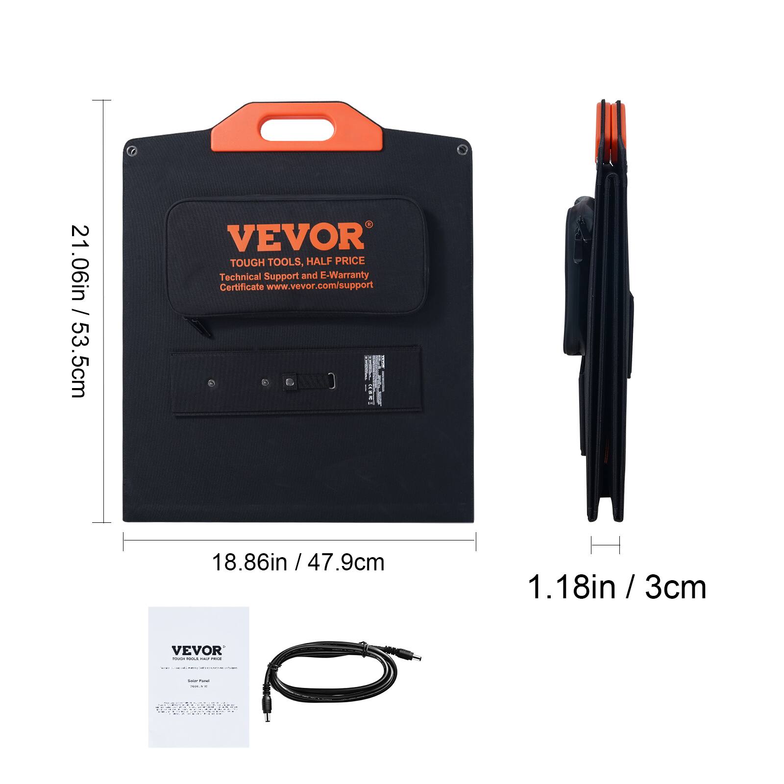 21.06in / 53.5cm

18.86in / 47.9cm

1.18in / 3cm

VEVOR  
TOUGH TOOLS, HALF PRICE  
Technical Support and E-Warranty Certificate  
www.vevor.com/support