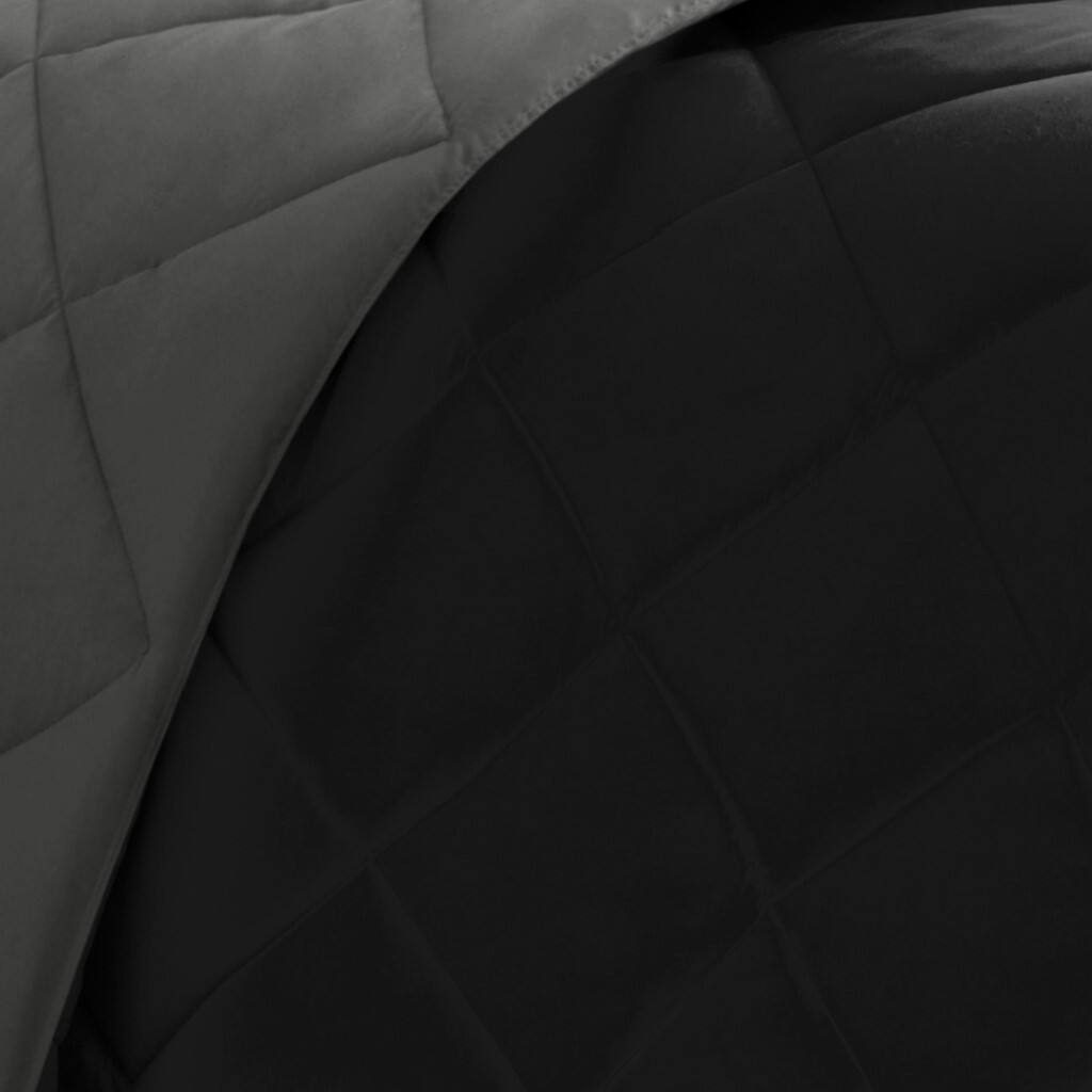 Alt View 5. Gracie Mills - Gracie Mills Vicente Reversible Diamond Quilt Down Alternative Comforter Set with 3M Scotchgard Protection - Black/Grey.
