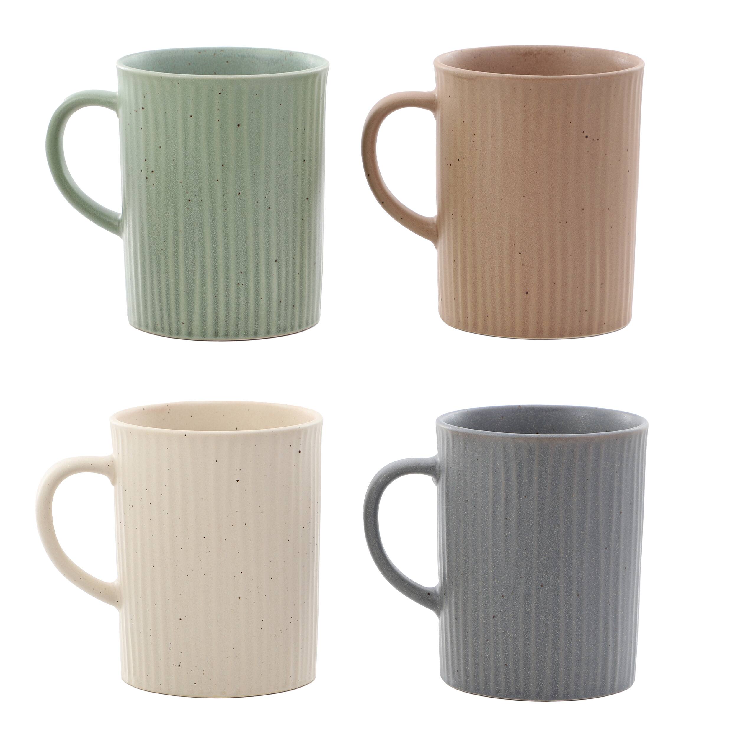 Alt View 1. Gibson - Gibson Home Evening Stroll 4 Piece 19 Ounce Stoneware Ribbed Mug Set in Assorted Color - Assorted.