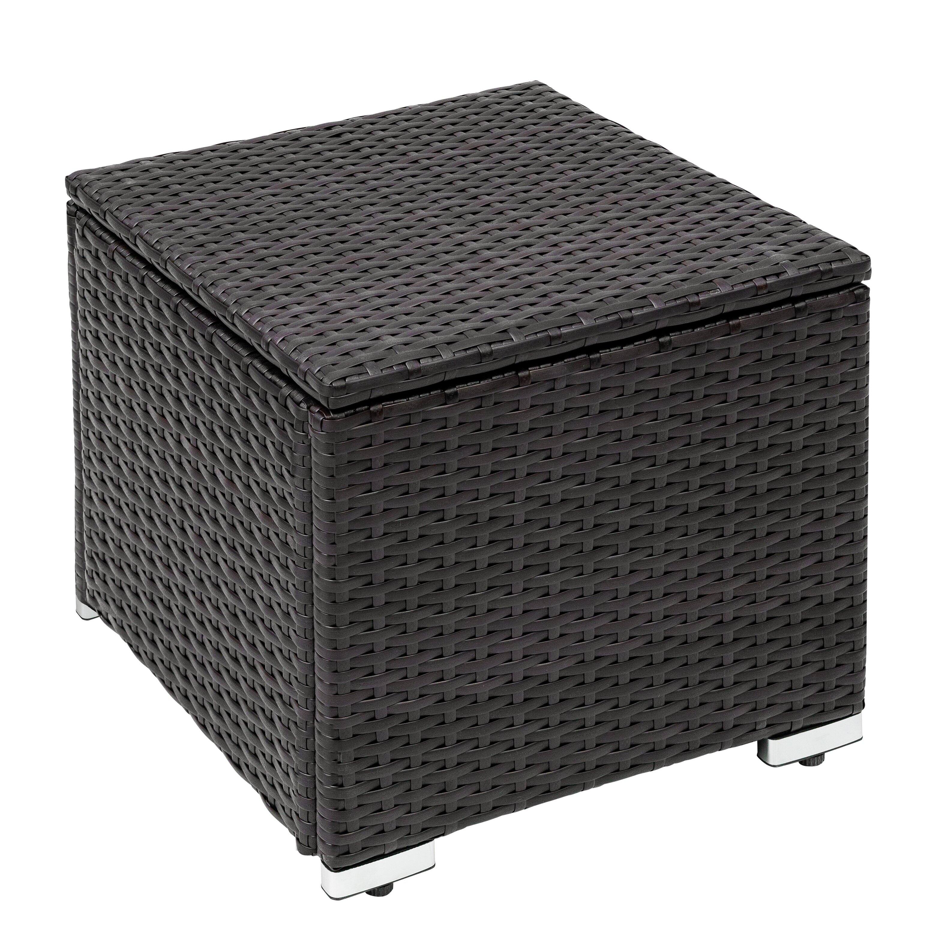 Alt View 7. Nuu Garden - 2-Piece Wicker Patio Ottomans with Detachable Cushions, Outdoor Wicker Side Tables, Hidden Storage - Black and Beige.