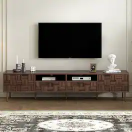 Boyel Living - Mid Century TV Stand Brown For TVs Up To 85 Inch Media Console With Storage - Dark Brown