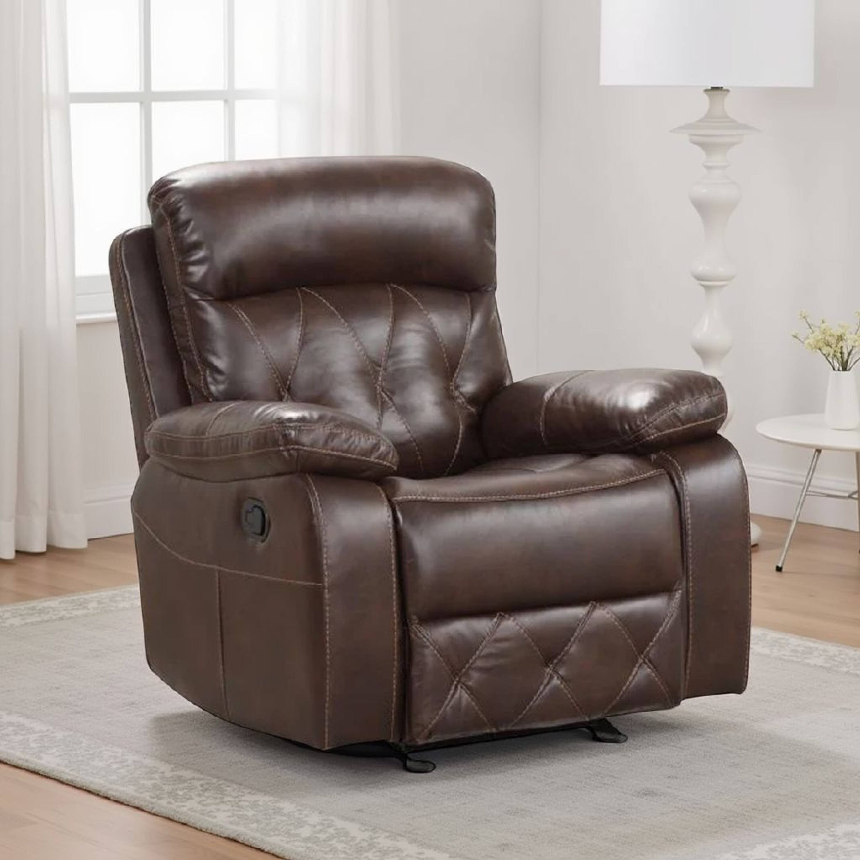 Alt View 5. Manhattan Lane - Kesy Manual Glider Recliner Chair, Pillow Top Arms - Brown.