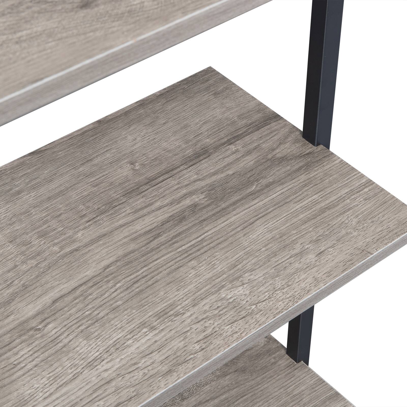 Alt View 2. Winado - 24"L x 12"W x 71"H Tall 5 Tier Modern Bookshelf Wood Board Ladder Bookcase with Metal Frame Industrial Open Storage Unit - Grey.