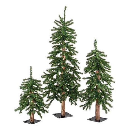 Angle. BreeBe - 3/Set Pre-Lit Alpine Trees 2ft 3ft 4ft - Green.