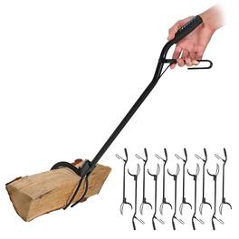 Sunnydaze - 36 in Steel Spring-Loaded Firewood Log Grabber Claw 12pk - Black