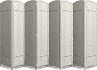 Front. Sorbus - Sorbus 8 Panel Room Divider 6 ft. Tall - Privacy Screen, Extra Wide Double Hinged Panels, Mesh Hand-Woven Design - Beige.