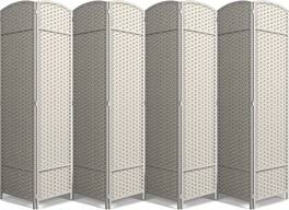 Sorbus - 8 Panel Room Divider 6 ft. Tall - Privacy Screen, Extra Wide Double Hinged Panels, Mesh Hand-Woven Design - Beige