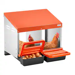 VEVOR - Chicken Nesting Boxes, 2 Compartments, Easy Egg Collection, Wall Mount, Galvanized Steel and High-Strength Plastic - Orange + black + silver