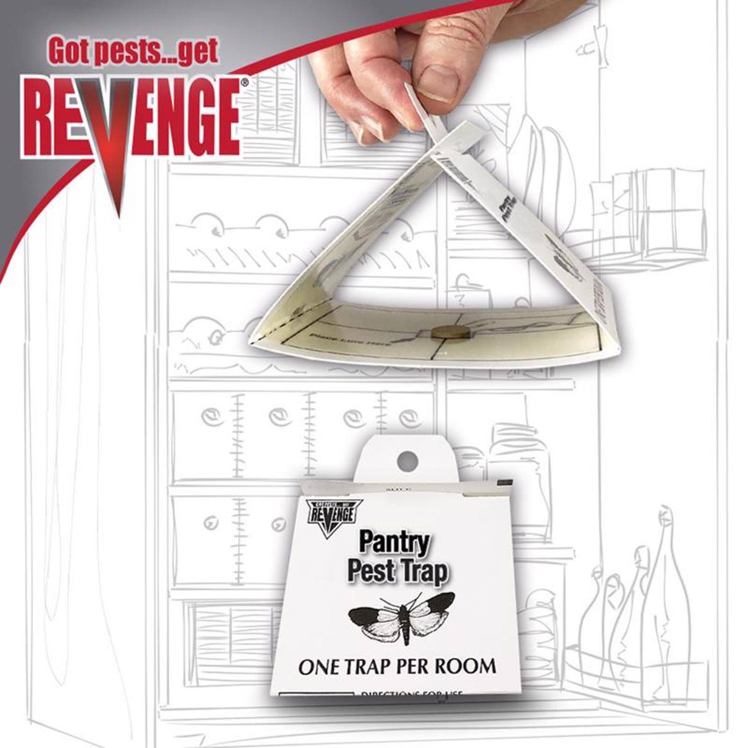 Got pests...get REVENGE  
REVENGE Pantry Pest Trap  
ONE TRAP PER ROOM