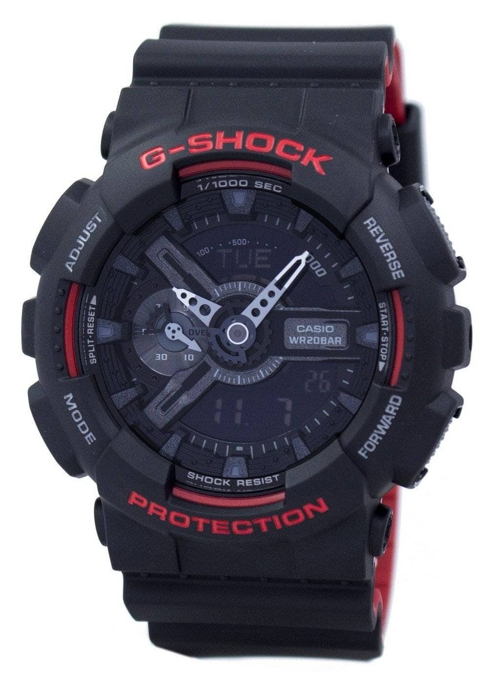 Casio - G-SHOCK Analog -Digital GA-110HR-1A Mens Watch Special Color Magnetic Resistant Alarm Timer Stopwatch 200M - Black and Red price history on PriceWatchPro