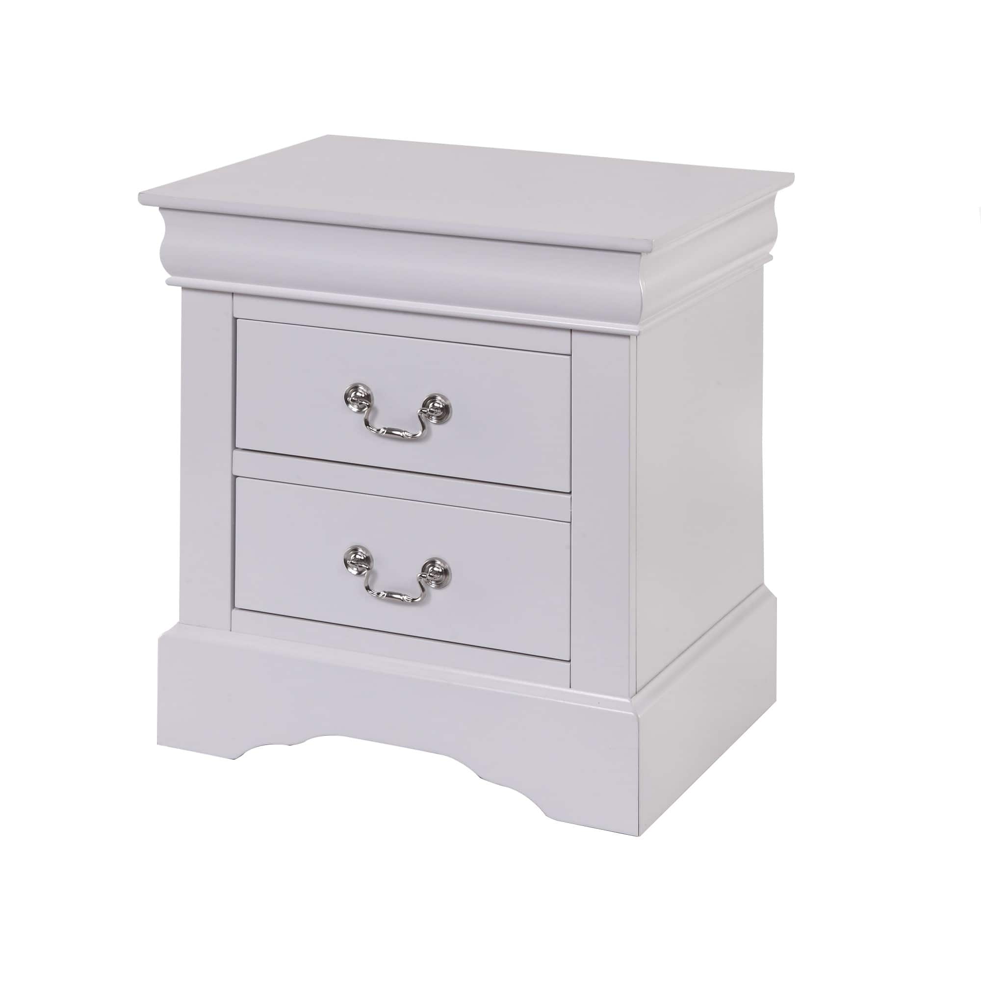 Manhattan Lane - 24 Inch Modern Classic Nightstand, 2 Drawers, Drop Handles - White