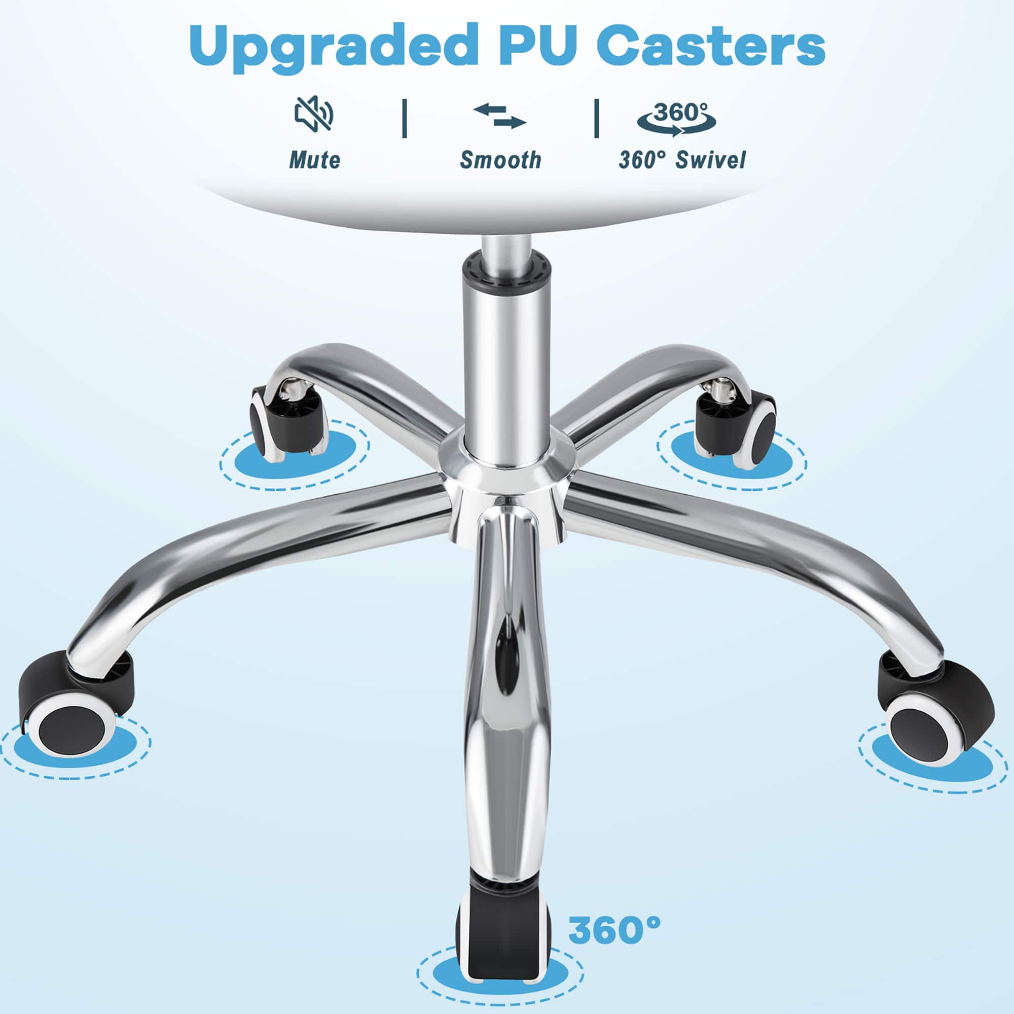 Upgraded PU Casters | 360 Mute Smooth 360 Swivel 360