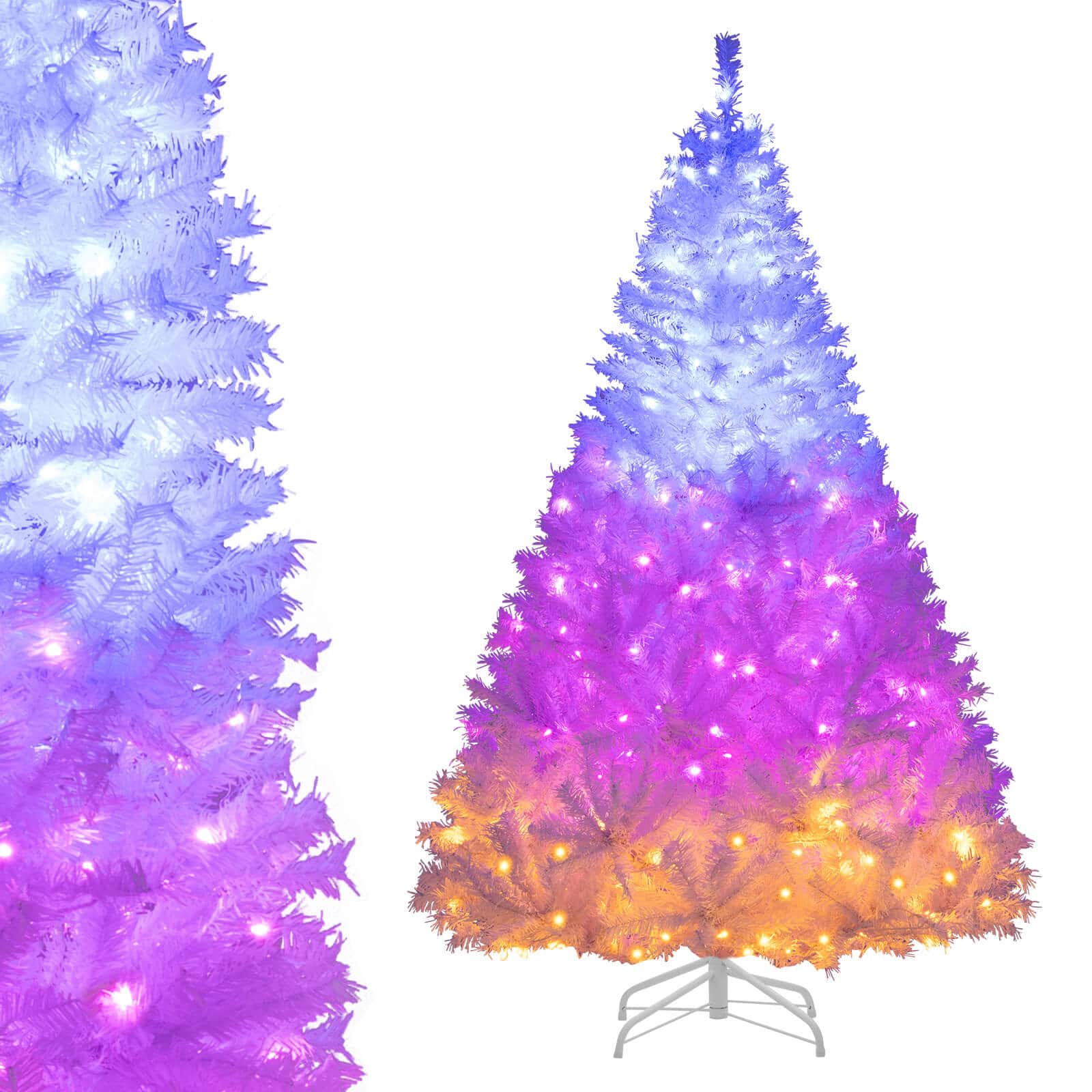 Costway - 6 FT Artificial Christmas Tree with 1000 Branch Tips 280 Lights 11 Lighting Modes - White price history on PriceWatchPro