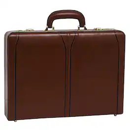 McKlein - Leather Attache Case 80454 Suede Interior 3-Digit Combination Lock Slim Design Adjustable 3-File Organizer - Brown