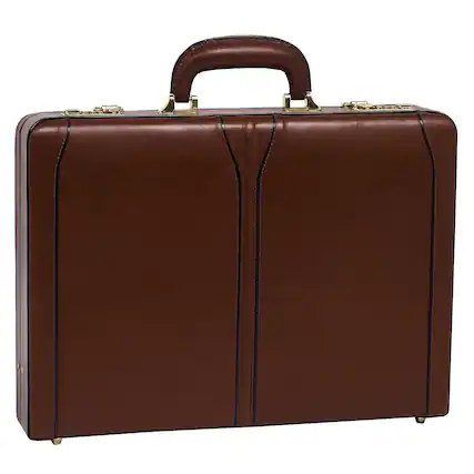 Front. McKlein - Leather Attache Case 80454 Suede Interior 3-Digit Combination Lock Slim Design Adjustable 3-File Organizer - Brown.