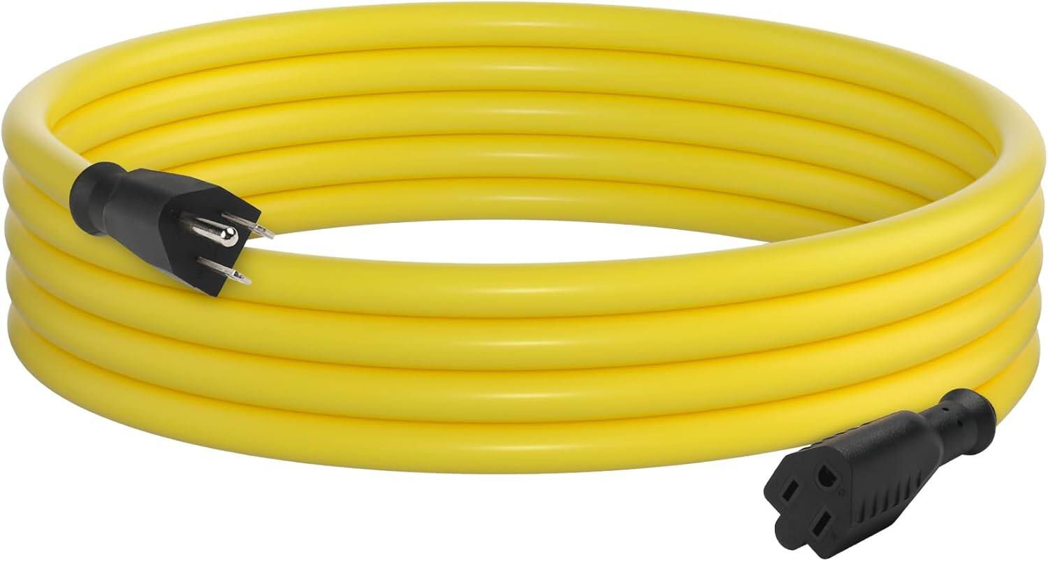 Alt View 4. BN-LINK - BN-LINK 10 ft Outdoor Extension Cord 12/3 SJTW, Heavy Duty, 3-Prong Grounded, 15A, 1875W, Yellow, ETL - Yellow.