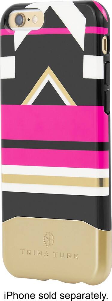 Front. Trina Turk - Printed Chrome Case for Apple® iPhone® 6 - Black/Pink/Gold.