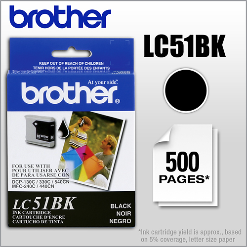 Brother - LC51BKS Standard-Yield Ink Cartridge - Black - Black - .99