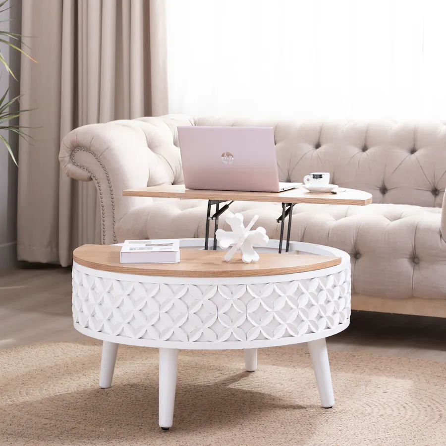 GOODSILO Round Lift Top Coffee Table with Hidden Storage Compartment ...