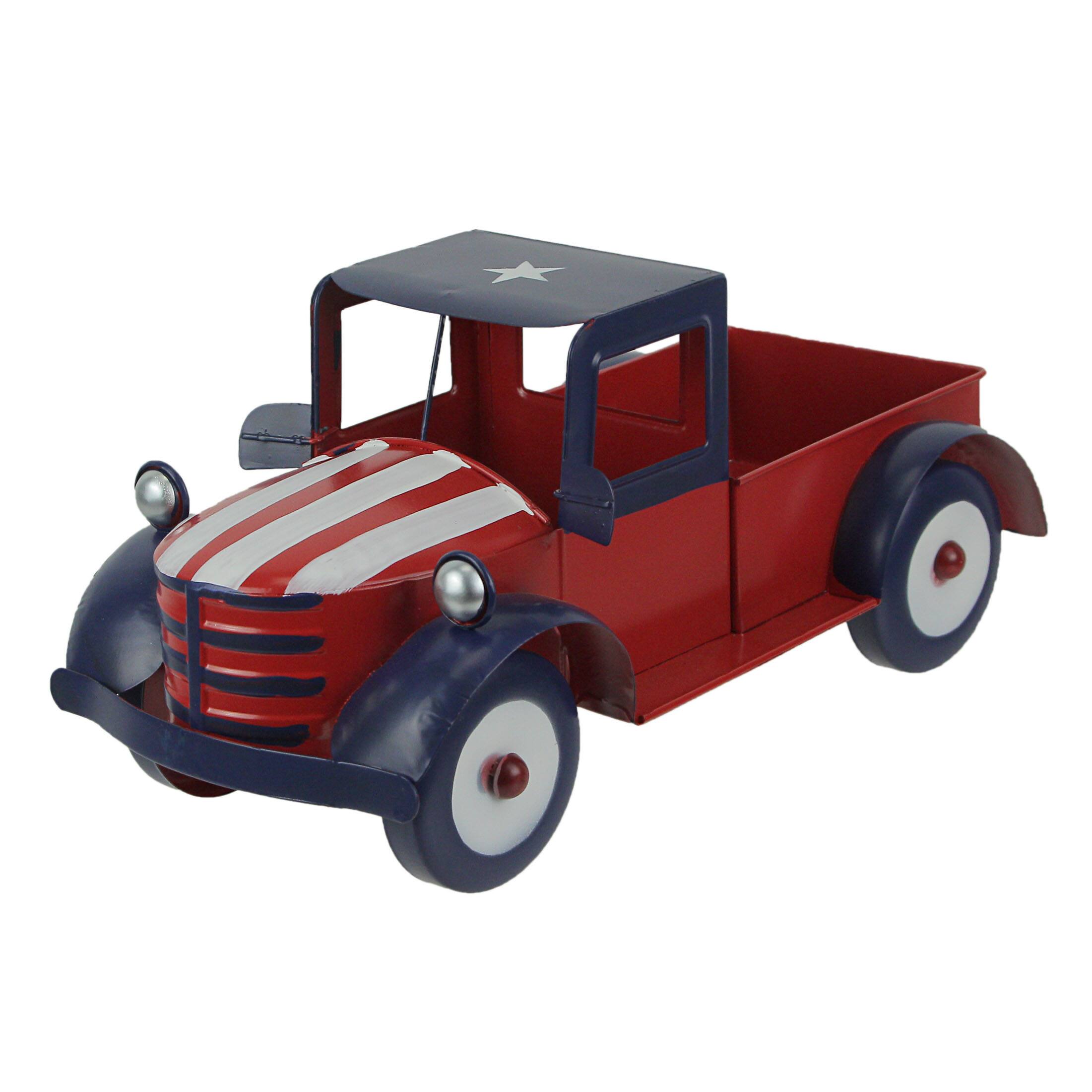 Things2Die4 - Rustic Metal Vintage Patriotic Pickup Truck Planter Antique Stars & Stripes - Red