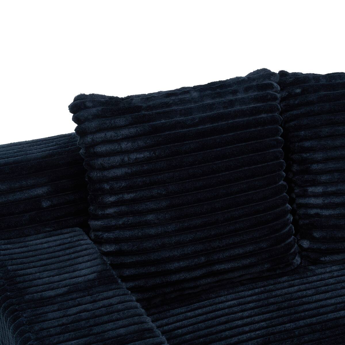 Back. Ropilly - Ropilly Black Corduroy Sofa Deep Seat Couch Soft Memory Foam Three Seat Sofa No Assembly - Black.