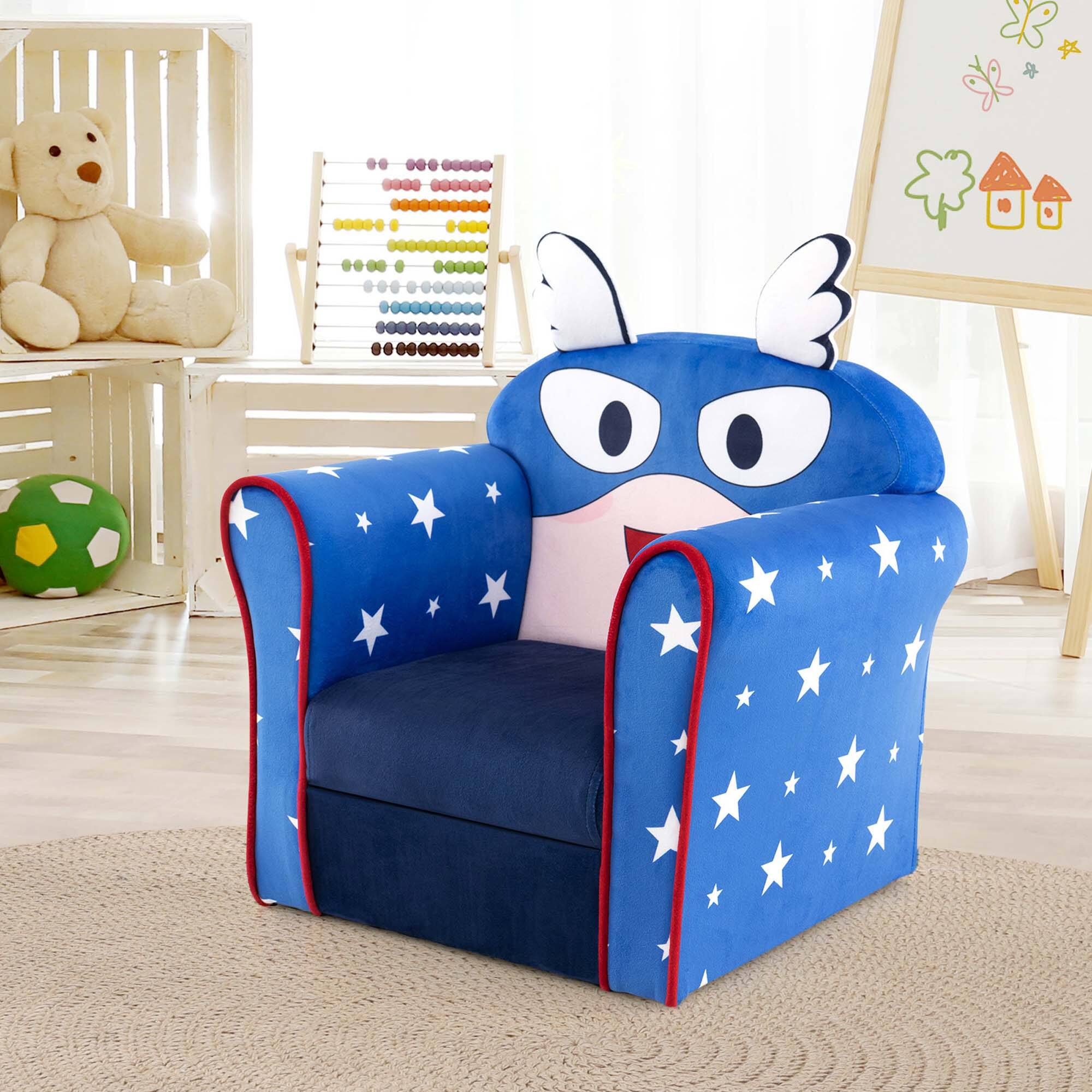 Alt View 9. Costway - Costway Kid's Sofa Chair Toddler Upholstered Armchair Wooden Frame Children Couch - Navy.