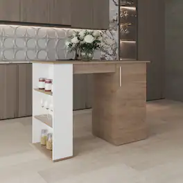 Loheer - Kitchen Island with 1 Door and 5 Shelves - Natural Wood