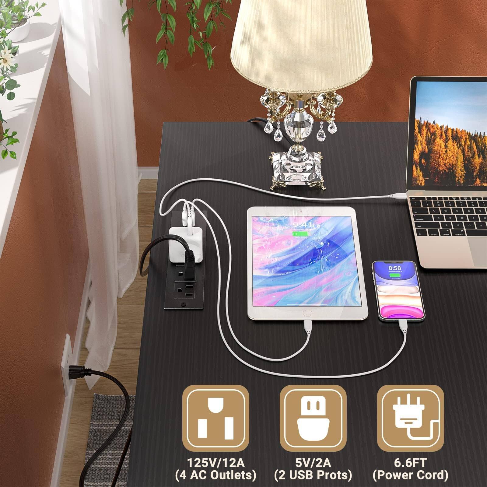 8:58  
125V/12A (4 AC Outlets)  
5V/2A (2 USB Ports)  
6.6FT (Power Cord)