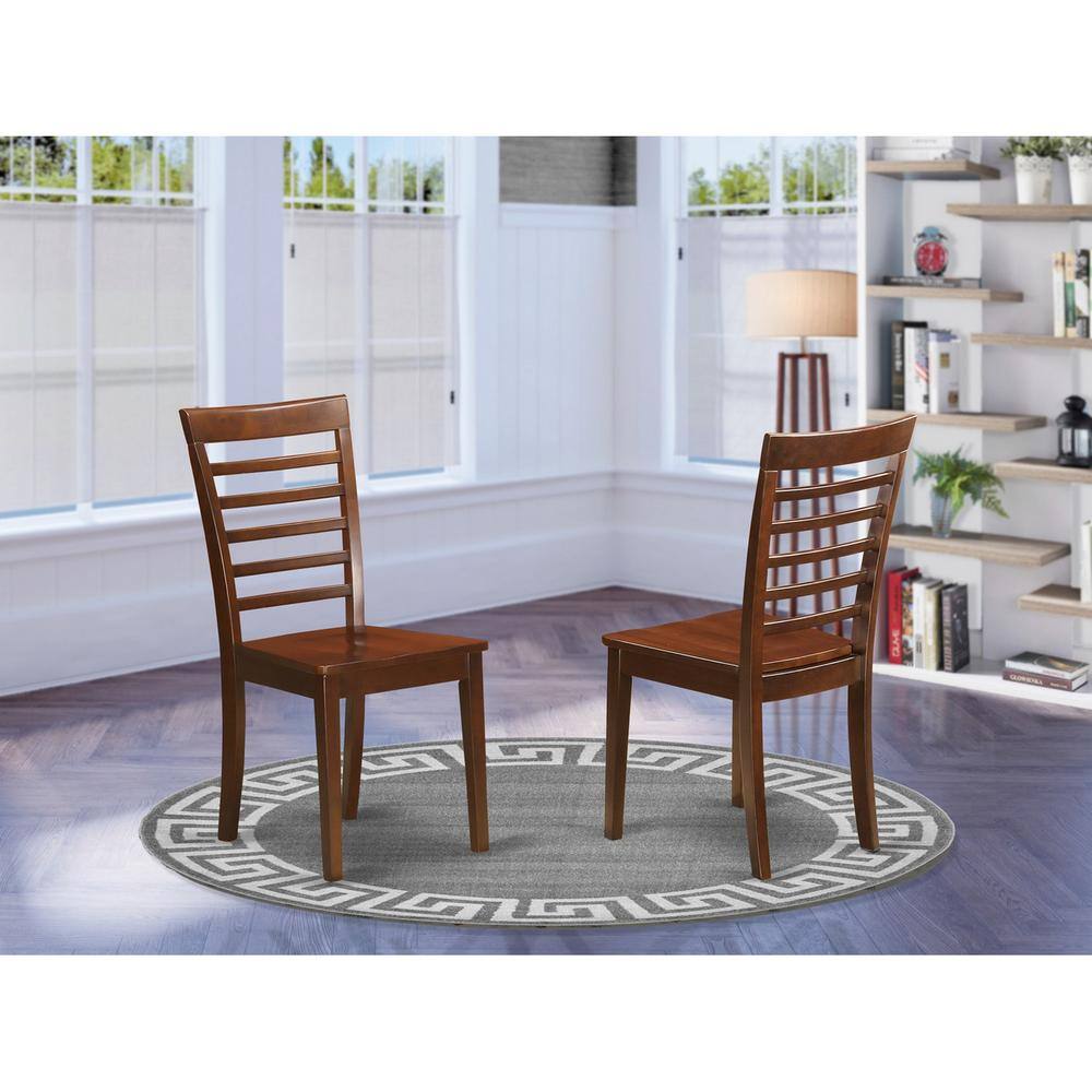 Left. East West Furniture - Milan Chair with Wood Seat - Mahogany Finish - Mahogany.